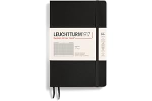 LEUCHTTURM1917 - Notebook Softcover Paperback B6+ - 123 Numbered Pages for Writing and Journaling (Squared, Black)