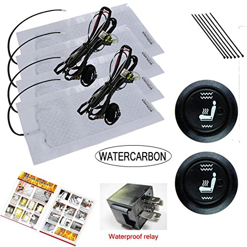 WATERCARBON Universal new symbol HI/OFF/LO Switch Built-in Car Heated Seat Heater Pad Car Seat Warmer Covers Kit Uses Carbon Fiber Premium White heating pad 2 Seats - Thumbnail 4
