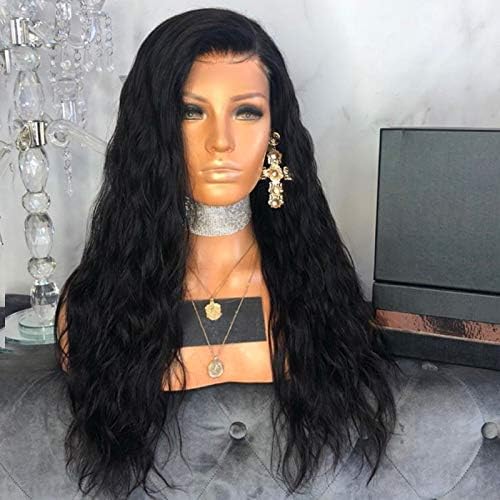 Synthetic Wig, Long Black Wave Natural Color Good-looking Heat Resistant Full Wig for Women, 24 in