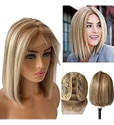 Human Hair Wigs Brown Blonde Lace Front Bob Wigs Pre Plucked 8 Inch Short Bob Wigs Middle T Part ...