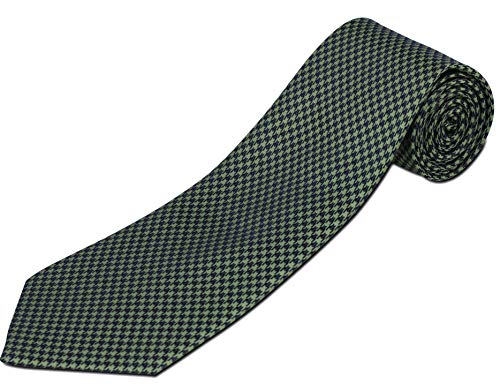 100% Silk Extra Extra Long Green and Navy Houndstooth Silk Tie XXL (70 Inches Long, 3.75 Inches Wide)