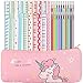 Chinco 31 Pieces Gel Ink Pens Pencil Case Set Unicorn School Supplies for Students, Includes 10 Pieces Colorful Gel Ink Pens, Unicorn Pen Case, 20 Pieces Replaceable Color Refill Ink, Fine Point Pen