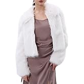 Amazhiyu Womens Faux Fur Zip-Up Cropped Jacket Long Sleeve Warm Winter Coat