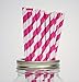 Secret Life(TM) Yellow, Lime Green, Blue and Fuchsia Striped Paper Straws, 100% Biodegradable Color Straws Set + 100% Biodegradable Container Box 100ct (PSCFPR02)