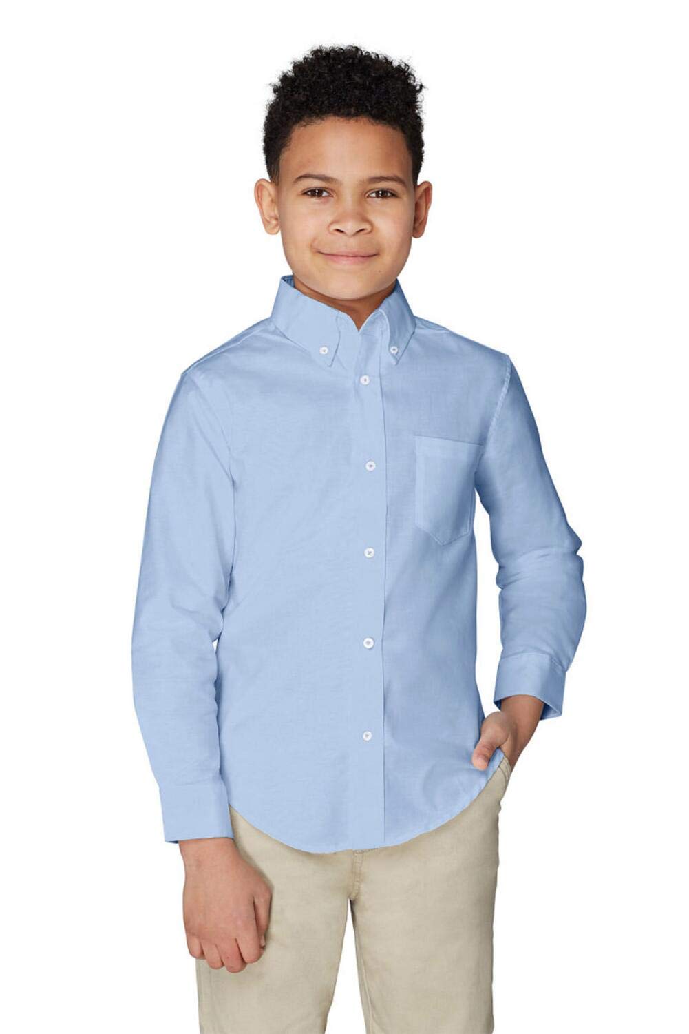 Photo 1 of French Toast Boys Long Sleeve Oxford Shirt (Standard & Husky), Light Blue, 18 Husky