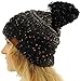 CC Confetti Ombre Big Pom Pom Warm Chunky Soft Stretch Knit Beanie Hat Black