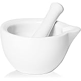 LEETOYI Porcelain Mortar and Pestle, Ceramic Herb Grinder Pill Crusher Set (4.2-inch)