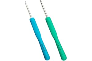 INSIMHEART 2Pack Crochet Hooks, Ergonomic Handle Crochet Hooks for Arthritic Hands Size G / 4mm, 7/4.7mm, Extra Long Crochet 
