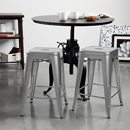 image for Furmax 24'' metal stools High Backless Silver Metal Indoor-Outdoor Cou