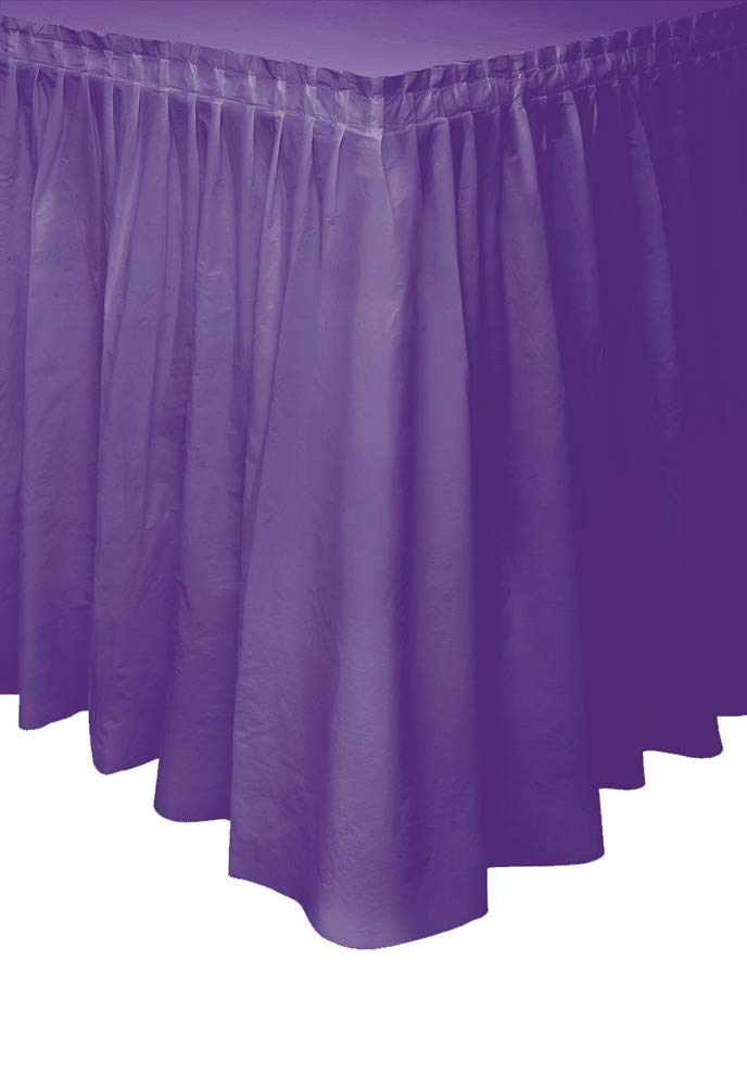 Solid Purple Plastic Rectangular Table Skirt (73cm x 4 meters) 1 Count - Easy Assembly and Reusable, Elegant & Versatile Party Decor