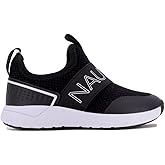 Nautica Kids Boys Fashion Sneaker Slip-On Athletic Running Shoe for Toddler and Little Kids, Black/White, 5