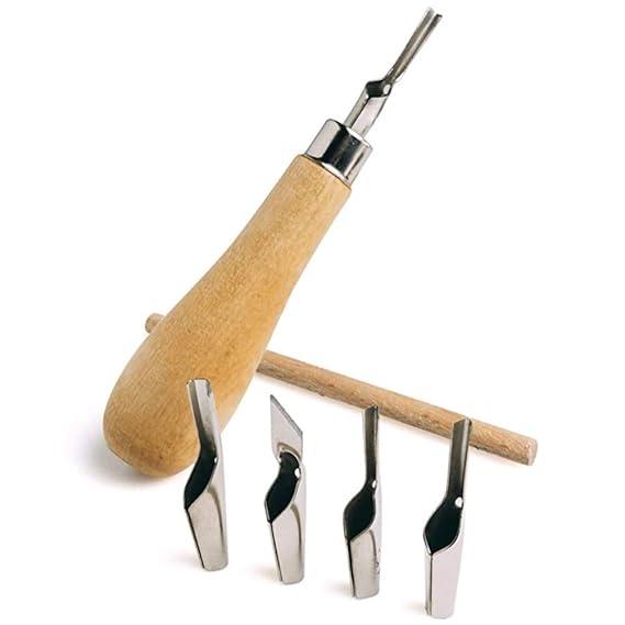 Color Bristles® 5 in 1 Linoleum Woodhandle Carving Cutter Tool with 5