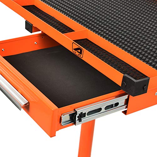 LT018 Heavy Duty Adjustable Work Table with Drawer,200 lbs Capacity Rolling Tool Tray with