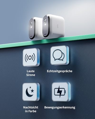 Essential 2 HD XL Batterie Überwachungskamera Aussen WLAN, Kabellos, 1080p Video, Farbnachtsicht, Licht, Bewegungsmelder, Sirene, 2-Wege Audio, Arlo Secure Plan Testzeitraum, 2 Kameras, Weiß