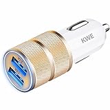 KWE 2.1A / 24W 2-Port Titanium Car Charger for iPhone 6 / 6S Plus / 5S / 5 / 4, iPad, Ipod, Samsung Galaxy, Smart Phones, Tablets (GOLD)