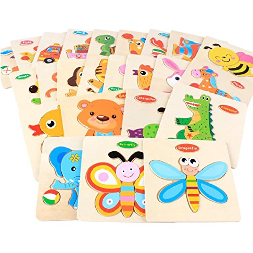 Ecosin Wooden Puzzle Educational Developmental Baby Kids Training Toy Wooden Learning Puzzles Toys Wooden Disassembly Assembly Building Block Toy Blocks Set Educational Cognitive Toys (E)
