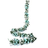 Felice Arts 5pcs Artificial Flowers 41FT Fake Plastic Fabric Silk Artificial Rose Flower Wisteria Ivy Hanging Vine Garland for Home Wedding Table Decoration-Blue ...
