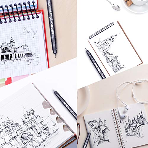 Micro line Pens, Bowite Black Fine Tip Writing Drawing Markers Pens, 13 Size, Fine Line Point Marker Pen Set for Illustration, Office, Sketch and more