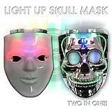 LED Light-Up Blank Man/Skull Mask-Unique 2 in 1 rave mask
