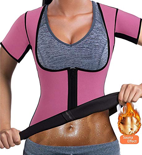 Optlove Women's Neoprene Sauna Shirt Sweat Vest Hot Thermal Gym Tank Corset Suit Exercise Fitness Top Body Shaper with Sleeves Weight Loss