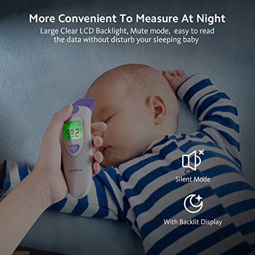 Baby Forehead Thermometer with Ear Function, Cocobear 4 in 1 Digital Infrared Thermometer with Fever Alert Silent Mode for Baby Kid and Adult - CE and FDA Approved - Thumbnail 4