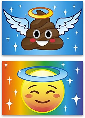 Fridge Emoji Face Magnets, 2x3 inch Magnet, Set of 2, Holy Poop &amp; Peace Face Refrigerator Kitchen Magnet for Home Decor, Office Gift for Men &amp; Women, School Lockers, or Kids Party Favors, Made in USA
