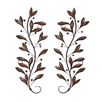 Decmode Traditional 36 Inch Metal Leaf and Berry Wall Decor - Set of 2