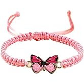 COLORFUL BLING Handwoven Adjustable String Cute Butterfly Bracelets Matching Braided Rope Butterfly Bracelet Wristband Friendship Couple Jewelry