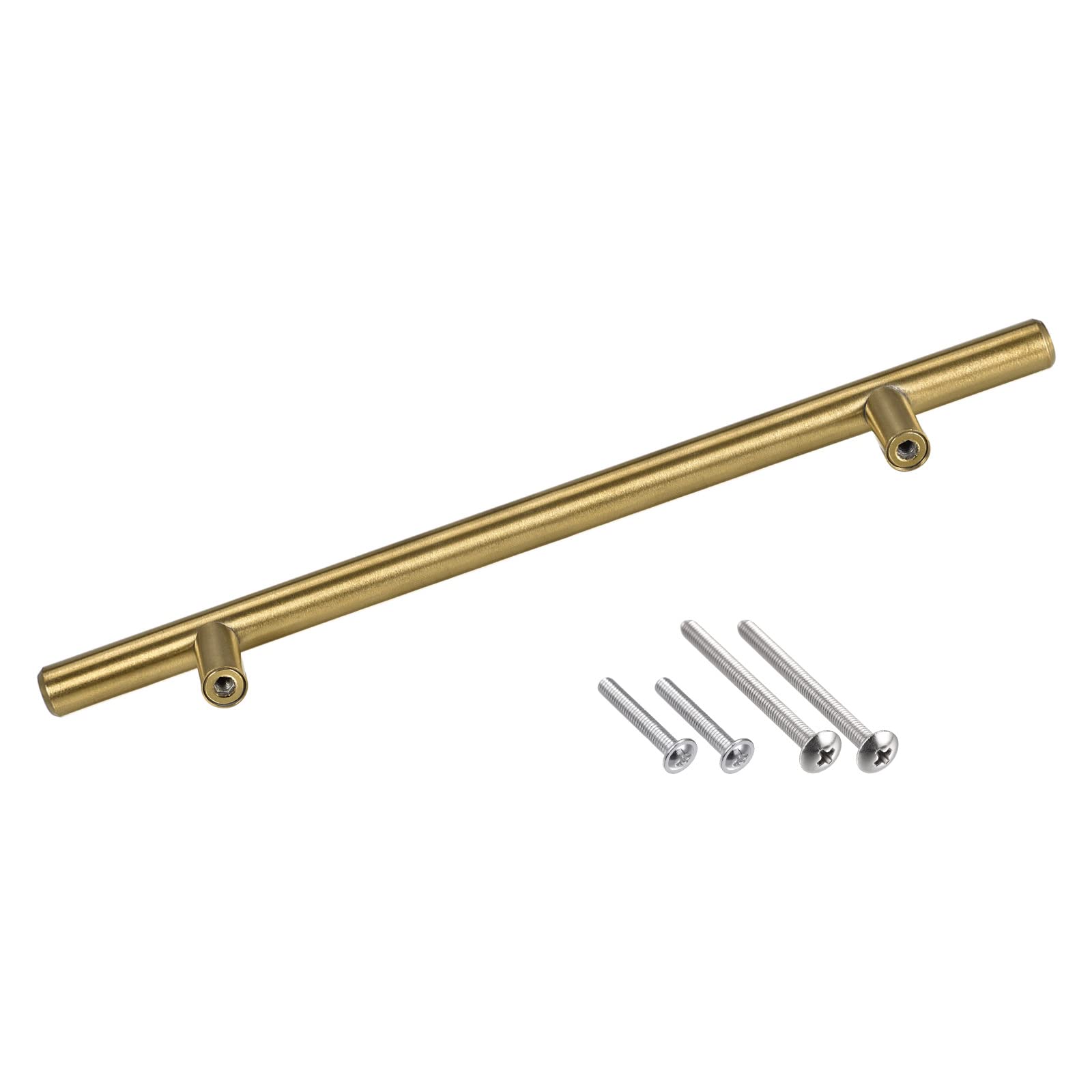 METALLIXITY T Bar Pull Handle (224mm/8.8'') Hole Center Distance, (12mm/0.47'') Dia, Stainless Steel Cabinetry Pulls - for Home Kitchen Drawer, Gold Tone