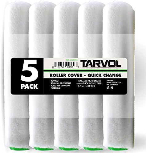 4" Foam Paint Roller Covers (Huge 5 Pack) Professional Grade - Small Mini Size Makes It Perfect for Painting Small Areas, Corners, Trim, and More!