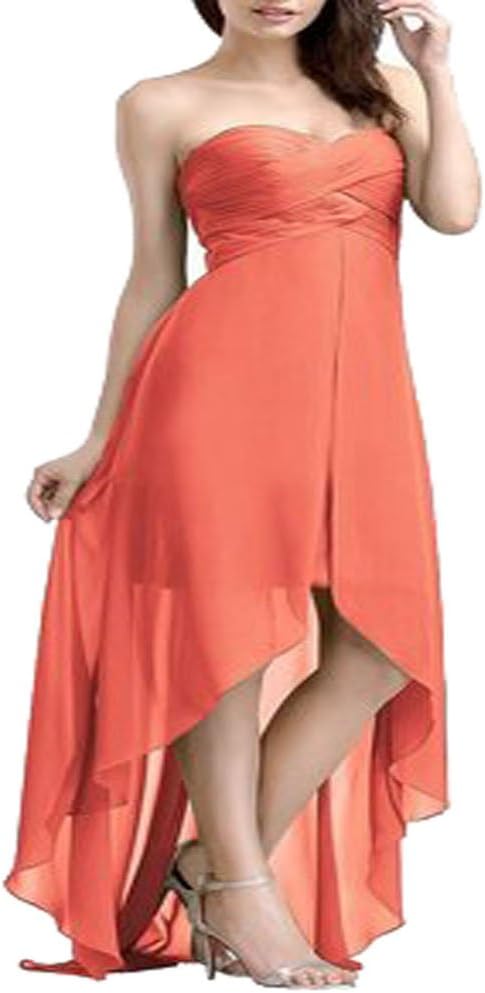Women's Strapless Ruched Chiffon Sweetheart Asymmetrical Porm Dresses