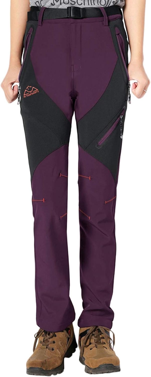 Rdruko Women's Waterproof Windproof Fleece Lined Warm Hiking Ski Snow Insulated Pants: Clothing