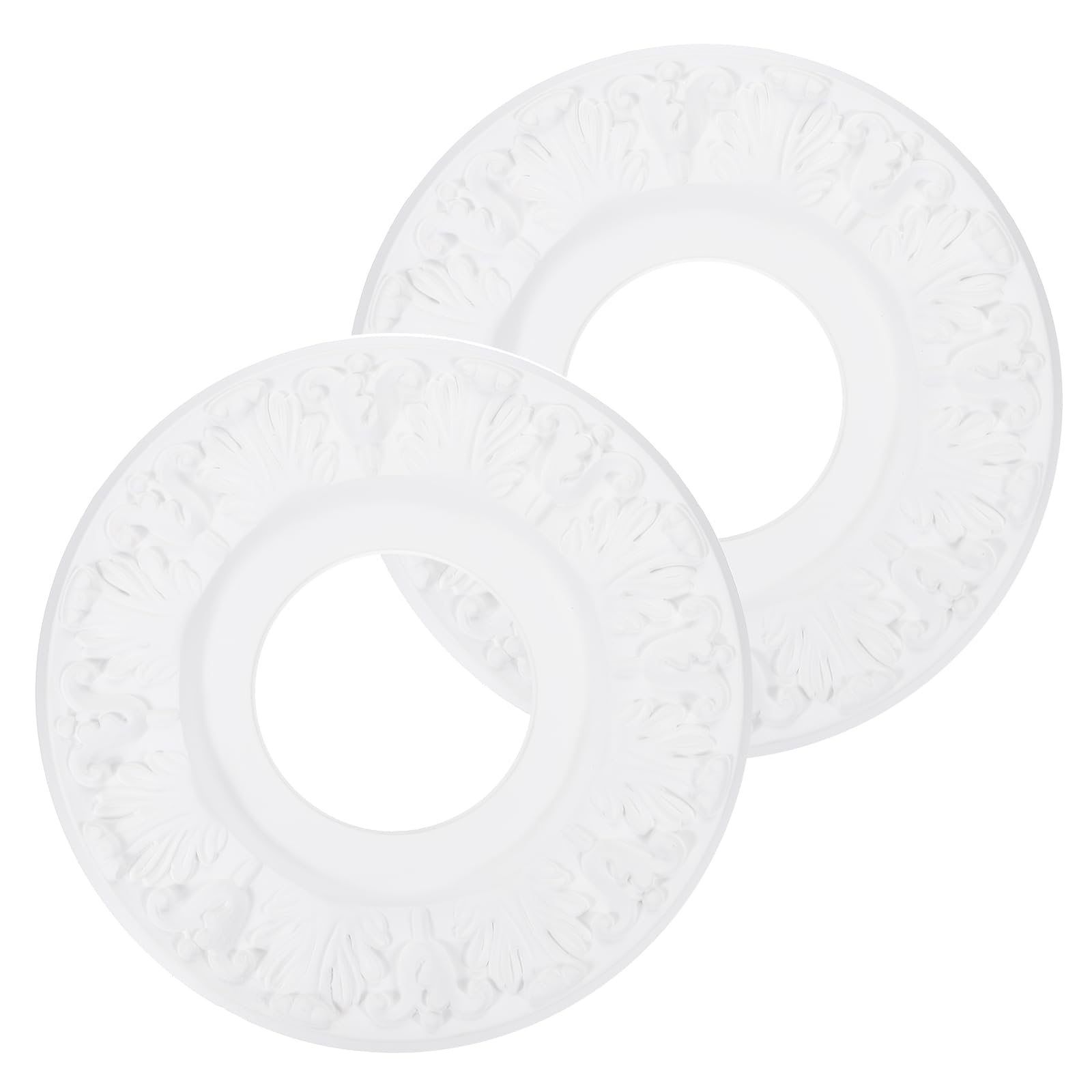 PATIKIL Ceiling Medallion, 2 Pcs 10" OD x 4" ID PU Decorative Ceiling Light Medallion Chandelier Medallion 3D Carving Ceiling Light Cover Plate for Ceiling Light Fixtures Fans, White