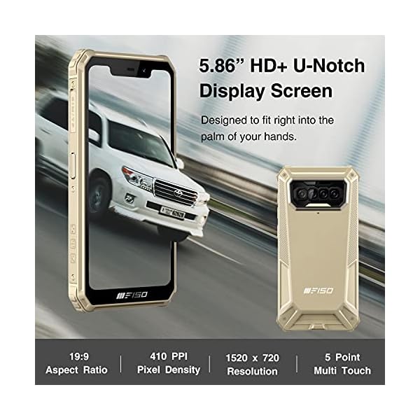 Rugged-Phones-IIIF150-B2021-4G-Dual-SIM-IP68-Waterproof-8000mAh-Unlocked-Smartphone-6GB-64GB-256GB-Extension-Android-10-586-inches-Quad-Camera-Mobile-Phones-FaceFingerprint-ID-NFC-GPS-Yellow F150 Outdoor Smartphone without Contract, 6GB+64GB, 256GB Expandable, 5.86'' HD Display, 8000 mAh Battery, Android 10…