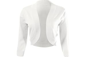 Allsense Women's 3/4 Sleeve V-Neck Cropped Bolero Shrug Cardigan