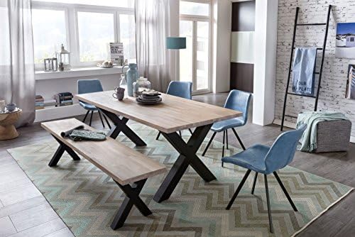 Esstisch Miami Beach Massive Eiche Plus Gestell In X Form Schwarz Amazon De Kuche Haushalt