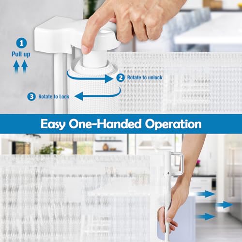 90 Inch Retractable Baby Gates Extra Wide Dog Gates for Dogs Indoor