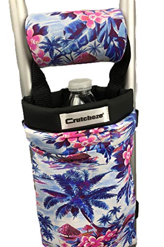 Crutcheze Pink Hibiscus Crutch Bag, Pouch, Pocket, Tote Washable Designer Fashion Orthopedic Products Accessories