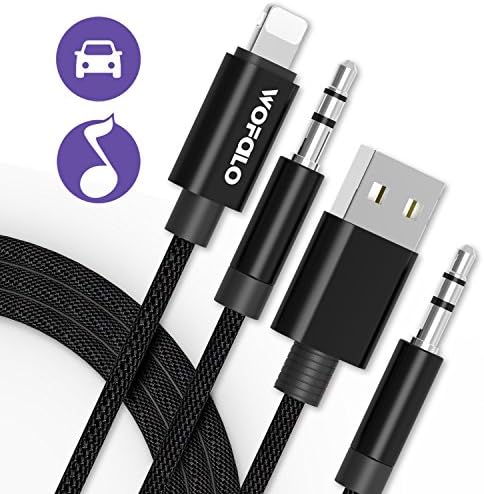 iPhone x Car Audio Cable,2 in 1 Aioffer Aux Charge Cord for iPhone X/8/7 for Car Stereo/Headphone/Speaker, 3.5mm to 3.5mm Auxiliary Audio splitter for Android phones (Music Only)
