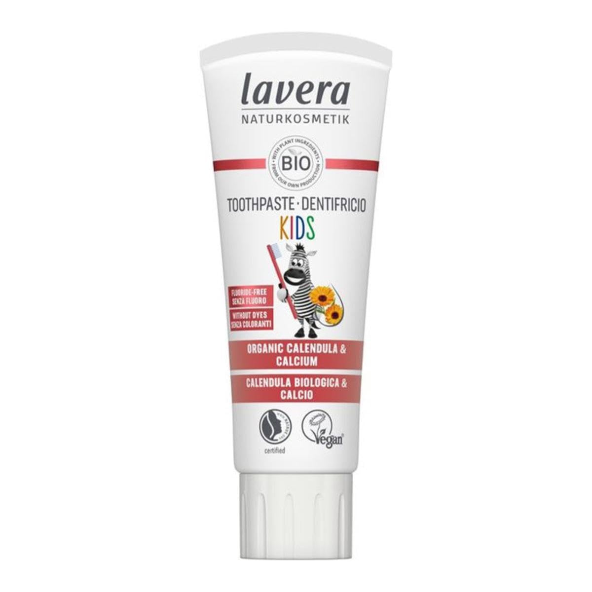 lavera Toothpaste Kids Fluoride Free & Colorant Free Calendula & Calcium Vegan Bio Natural & Innovative Cosmetics Organic Teeth Care 75 ml