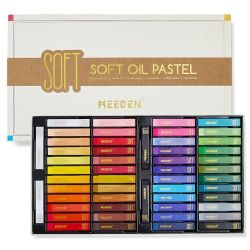 MEEDEN Pasteles al óleo suaves para artistas: 48 colores con 2 pasteles al óleo cuadrados blancos y 2 negros adicionales para artistas, adultos, crayones de pastel al óleo profesionales para mezclar