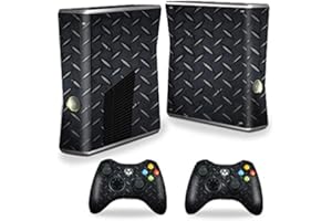 MightySkins Skin Compatible with X-Box 360 Xbox 360 S Console - Black Diamond Plate | Protective, Durable, and Unique Vinyl w