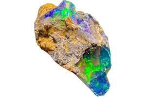 LARA GEMS STONES AND JEWELLERS AA+ Natural Ethiopian Welo Opal Rough Stone – Ultra Fire Striking Raw Crystal | Handpicked Opal Rock for Jewelry Making | October Birthstone Gemstone