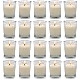 Set of 20 White Votive Candles Clear Glass Filled Unscented Soy Wax Candle for Home Spa Weddings Birthday Holidays Party and DIY