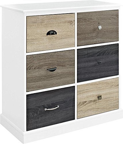 Ameriwood Home Mercer 6 Door Storage Cabinet with Multicolored Door Fronts, White