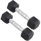 Body Sport Rubber Encased Hex Dumbbell Weight, Pair &ndash; Dumbbells for Exercises &ndash; Strength Training Equipment &ndash; Home Gym Accessories &ndash; Weight Training
