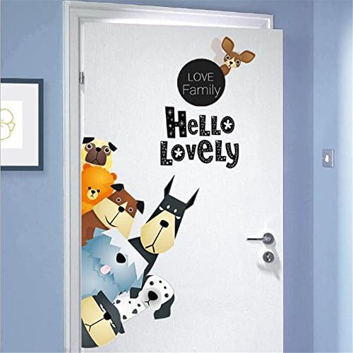 Ritawell Baby Room Door Dogs Decor Decal Sticker Cute Puppy Wallpaper Hello Lovely for Nursery Room