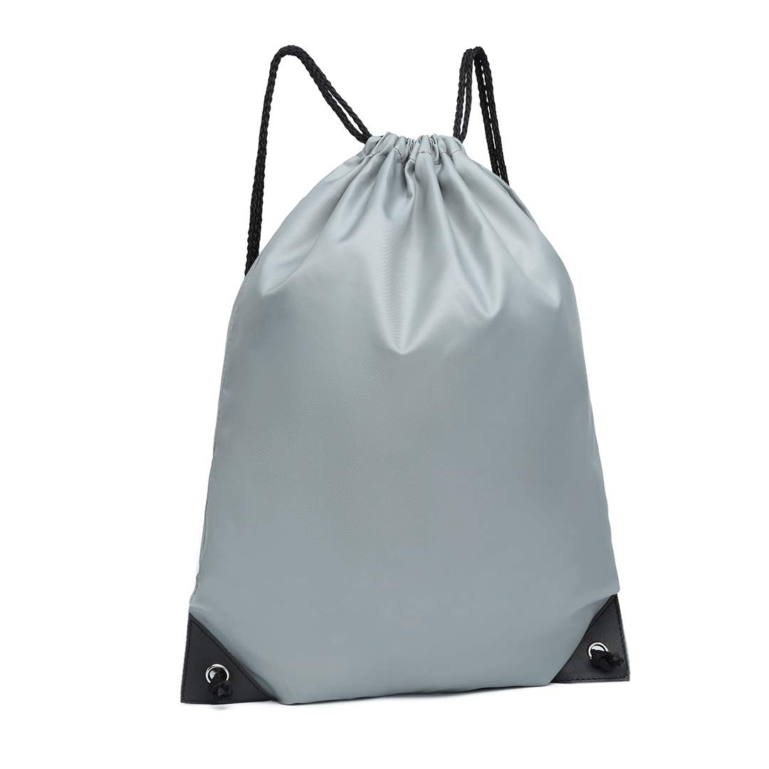 Kono Drawstring Backpack Foldable Gym Bag Sports Work Out Shoulder Handbags (Grey)
