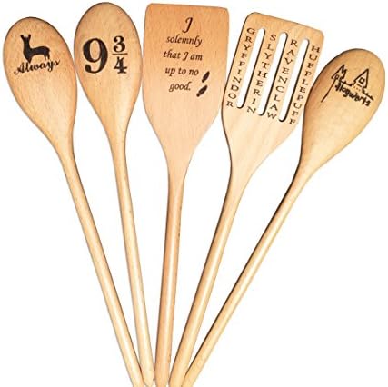 5 Pcs Potter Woodburned Spoons Set - For Potter Fan Gift