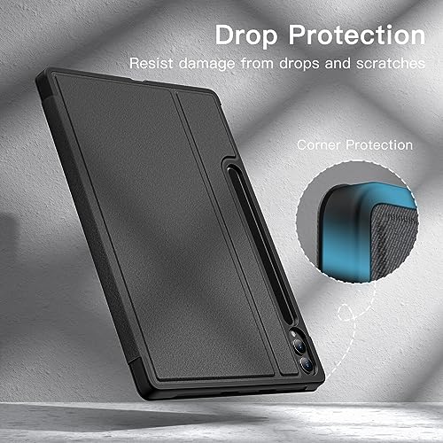 JETech Funda para Samsung Galaxy Tab S10 Plus/Tab S9 Plus 12.4 Pulgadas con S Pen Soporte, Slim Folio Protectora Tablet Carcasa, Múltiples Ángulo de Visión (Graphite Negro)